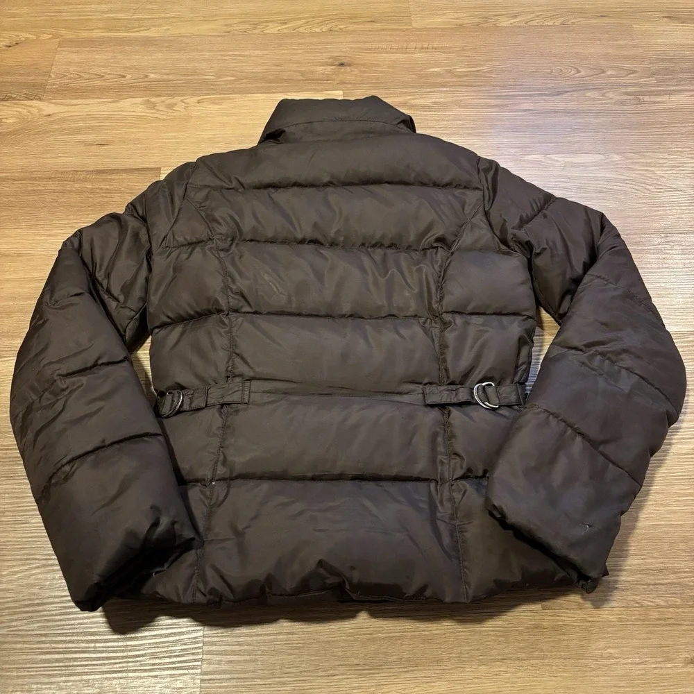 Vintage Eddie Bauer Premium Goose Down Puffer Jacket Womens XS Brown Quilted 90s